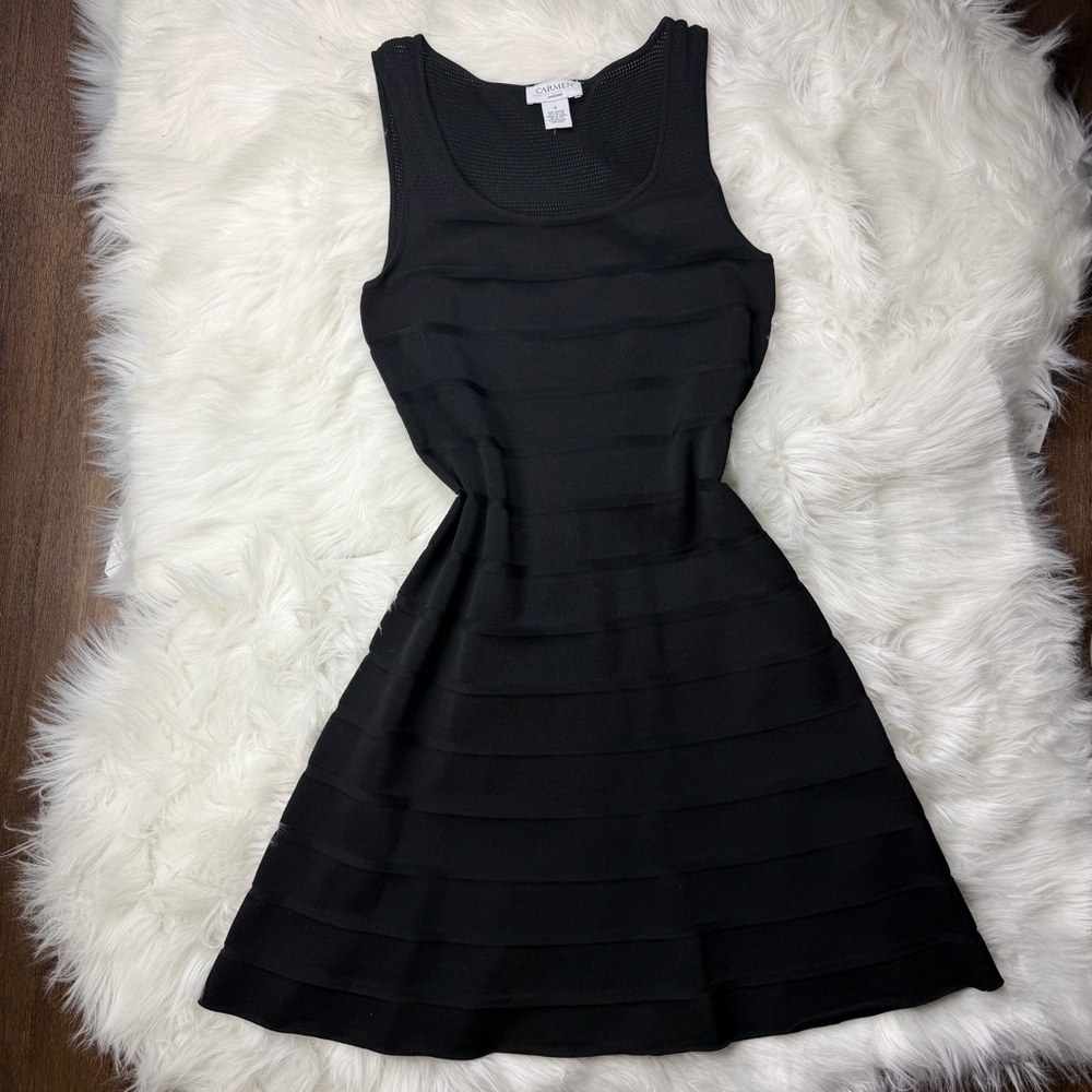 Carmen Marc Valvo Black Sleeveless Mini Dress